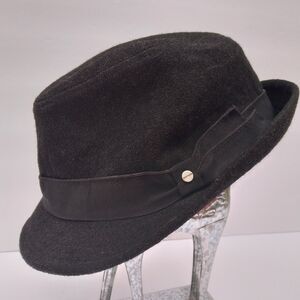 Stetson trilby hat wool blend satin lined black size small / medium